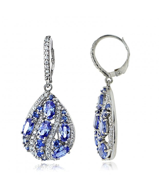 Sterling Simulated Tanzanite Zirconia Teardrop