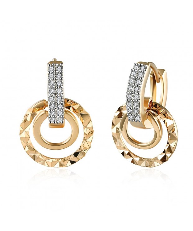 Plated Double Dangle Earrings Zirconia