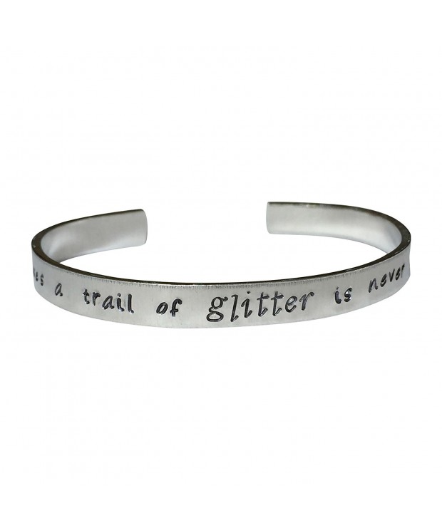Glitter Hand Stamped Aluminum Bracelet