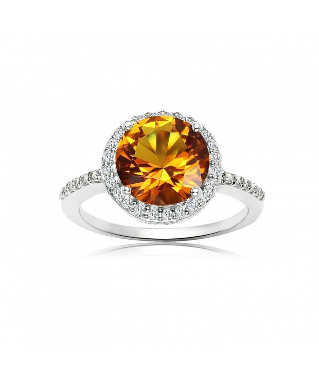Sterling Silver Simulated Citrine Zirconia