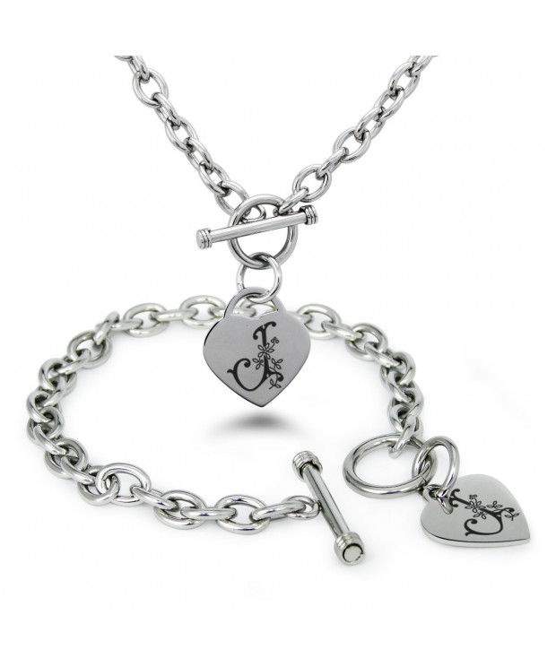 Stainless Initial Monogram Bracelet Necklace