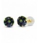 Round Green Mystic Yellow Earrings