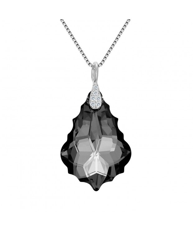 EleQueen Sterling Necklace Grey Black Swarovski