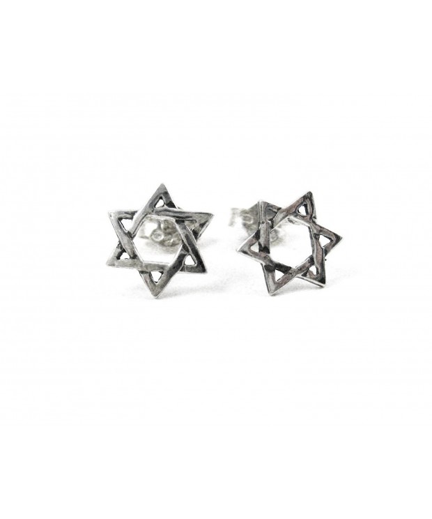 Sterling Silver Star David Earrings