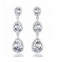 EVER FAITH Silver Tone Teardrop Earrings