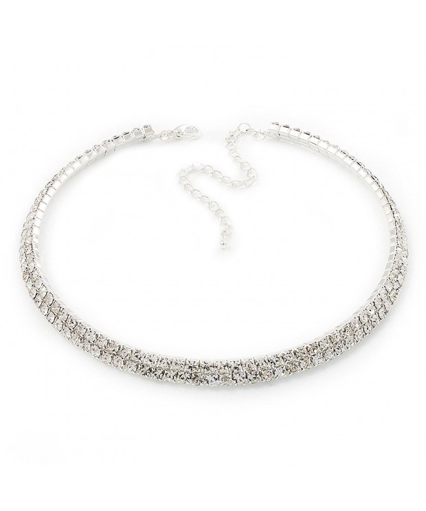 Austrian Crystal Choker Necklace Silver