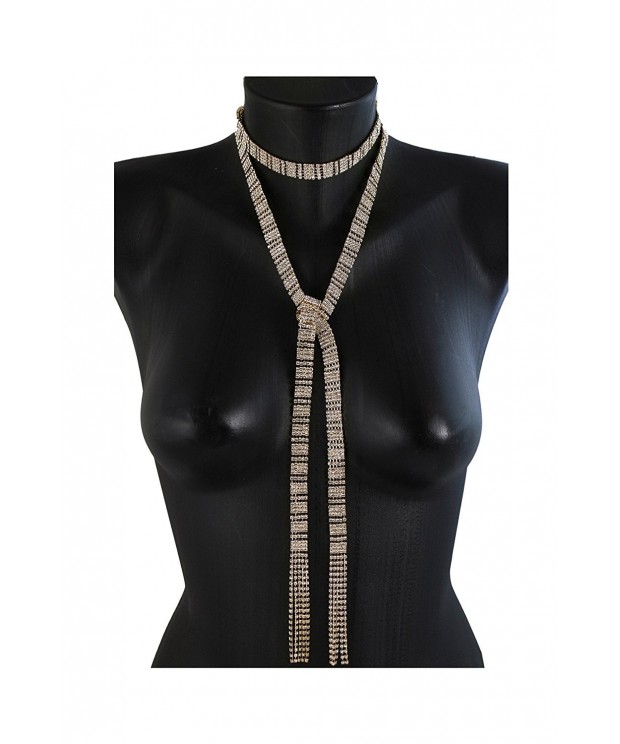 Long Around Rhinestone Choker Necklace