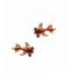 Golden Enameled Goldfish Earrings Crystal