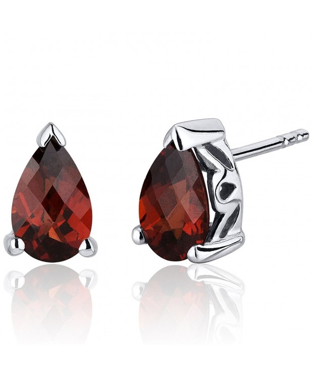 Carats Garnet Earrings Sterling Rhodium