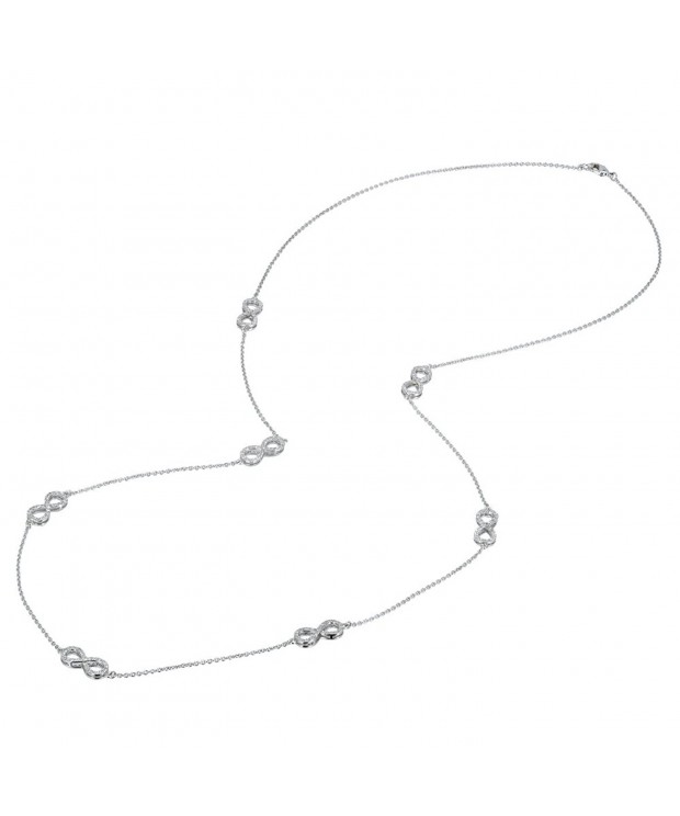 Zirconia Infinity Station Silver Necklace