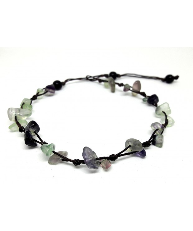 Purple Fluorite Anklet Bracelet cm Handmade