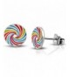 Stainless Rainbow Spiral Lollipop Earrings