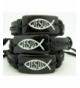 Acrylic Ichthus Adjustable Leather Bracelet