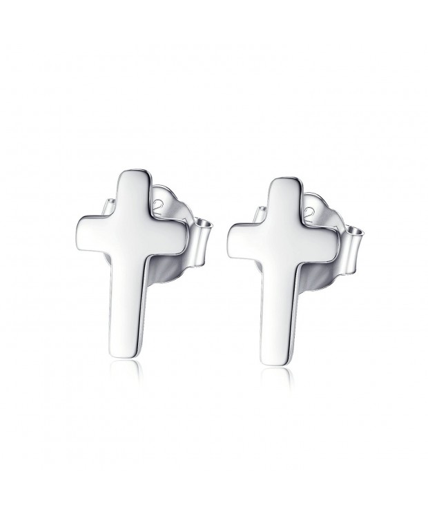 Tiny Cross Earrings Sterling Silver