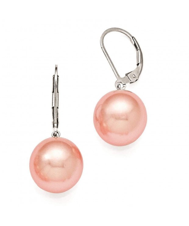 Sterling Simulated pearl Leverback Earrings Majestik