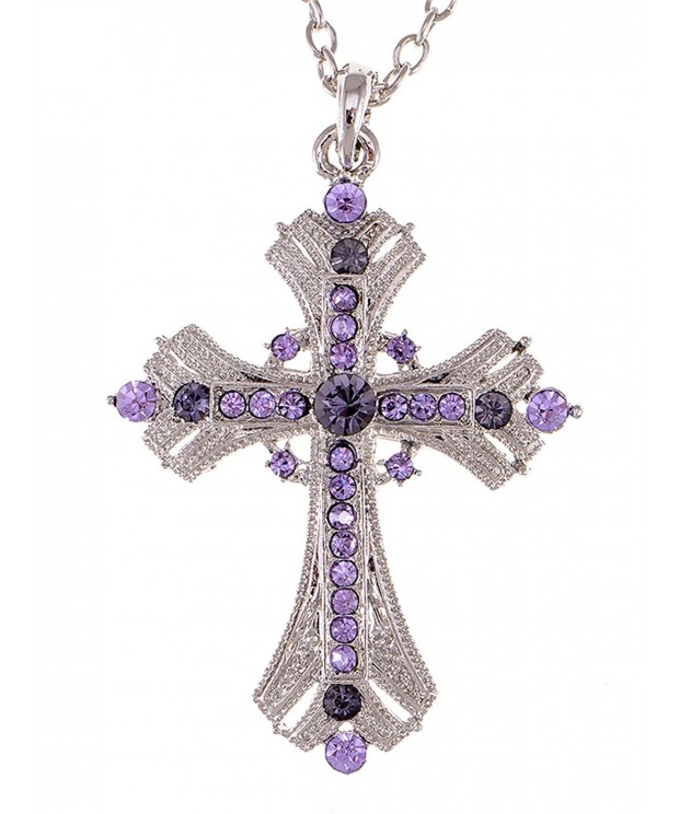 Alilang Religious Necklace Lavender Rhinestones