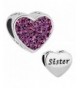 Heart Charms Sister Bracelets Purple