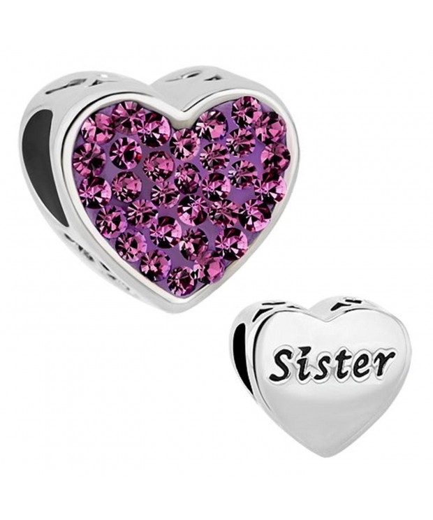 Heart Charms Sister Bracelets Purple