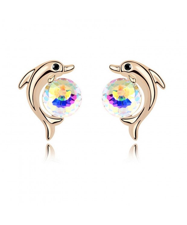 St Ushine Dolphin Champagne Zirconia Earrings