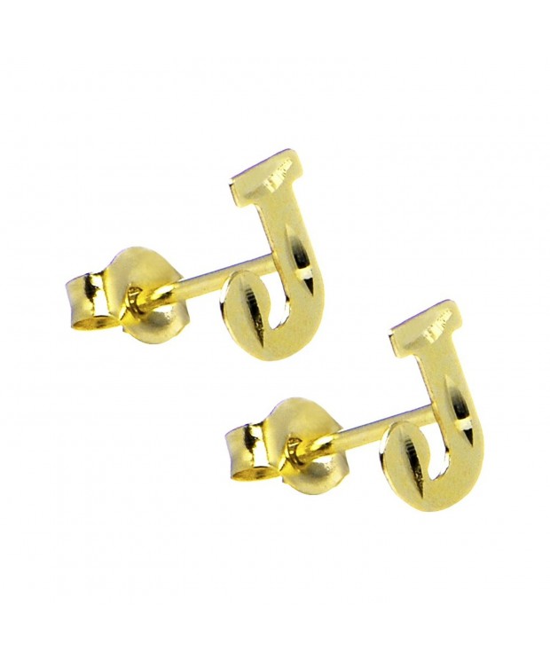 Yellow Gold Initial Stud Earrings