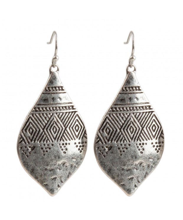 Bohemian Hammered Engraved Silver Earrings