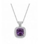 Jewelili Sterling Cushion Amethyst Necklace