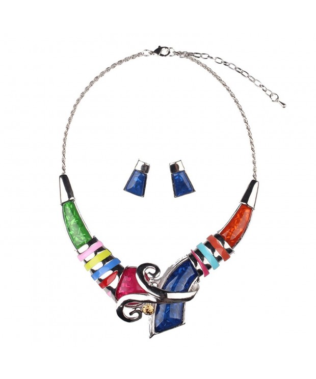 Hamer Multi color Statement Necklace Earrings