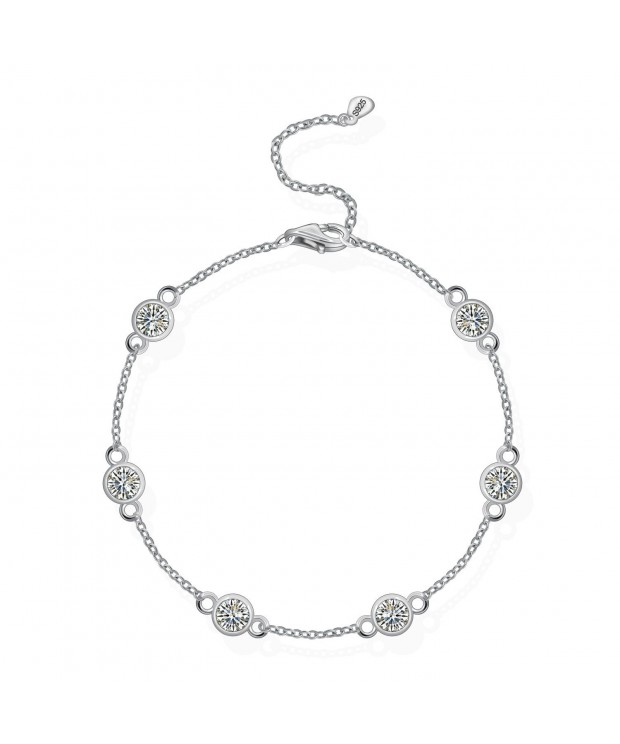 Sterling Stations Bracelet Zirconia Station