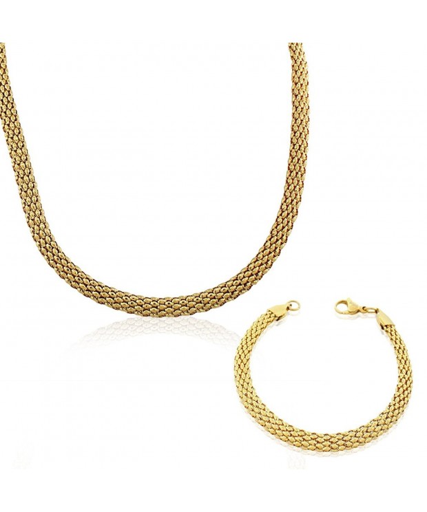 EDFORCE Stainless Gold Tone Necklace Bracelet