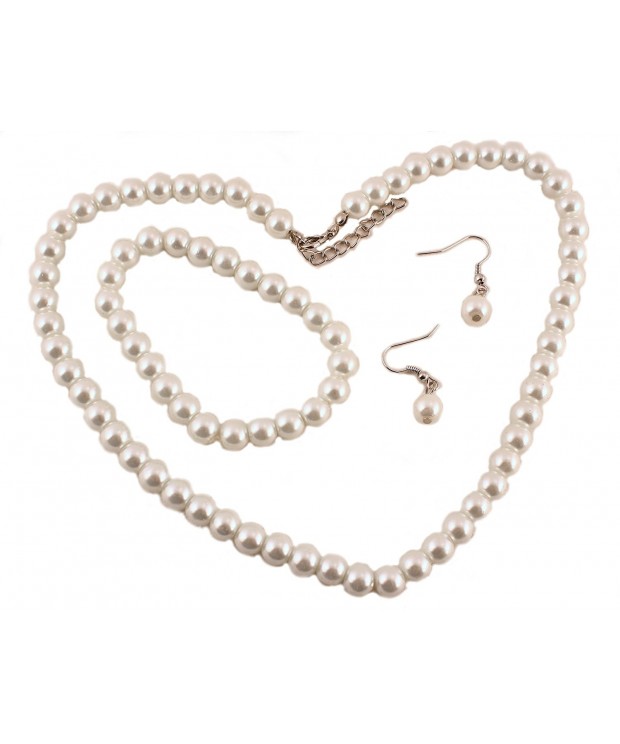 Pearl Necklace Bracelet Earrings Imitation