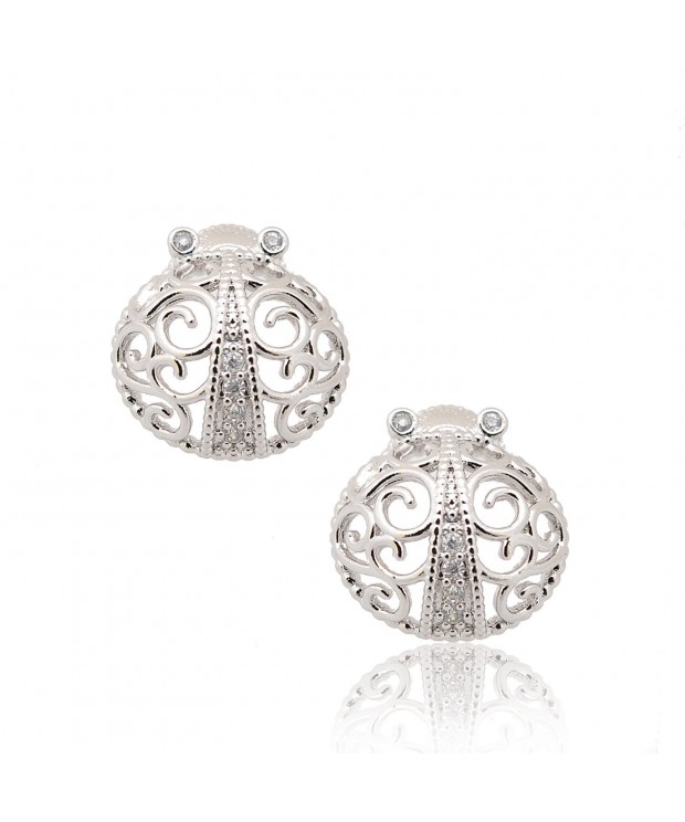 Spinningdaisy Silver Zirconia Filiree Earrings