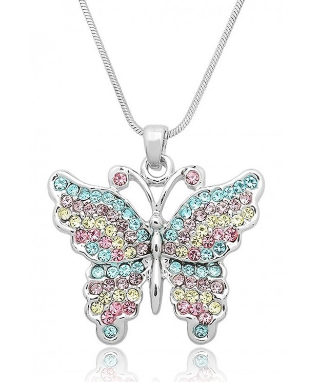 Crystal Embellished Butterfly Pendant Necklace