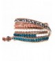 Colorful Beaded Leather Bracelet Adjustable