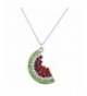 Lux Accessories Silvertone Rhinestone Watermelon