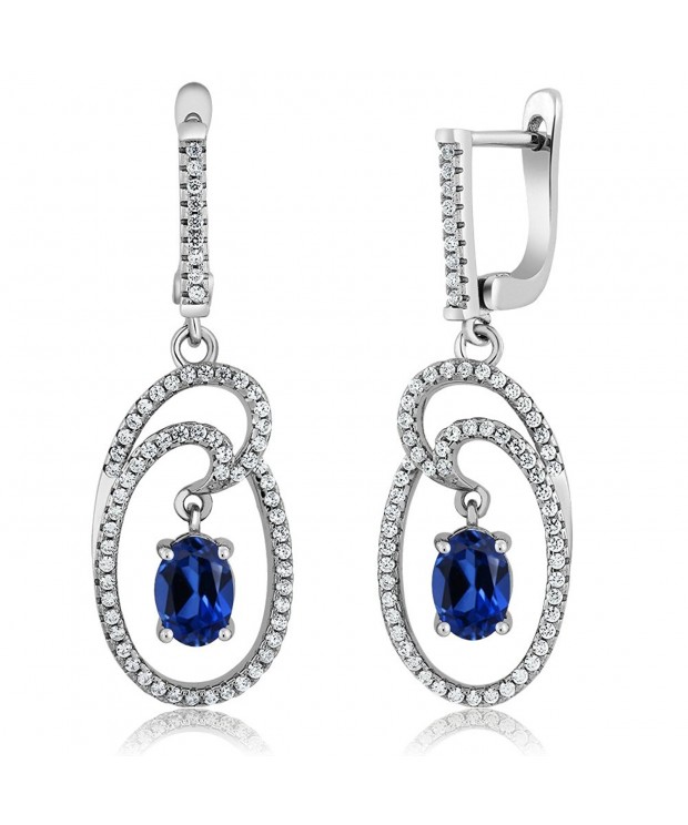 Simulated Sapphire Sterling Dangling Earrings