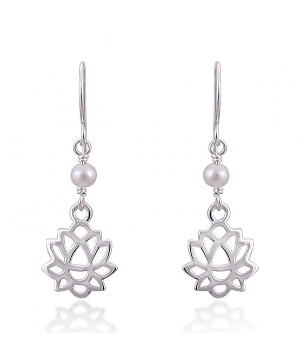 Sterling Silver Flower Synthetic Earrings
