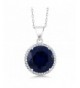 Simulated Sapphire Sterling Pendant Necklace