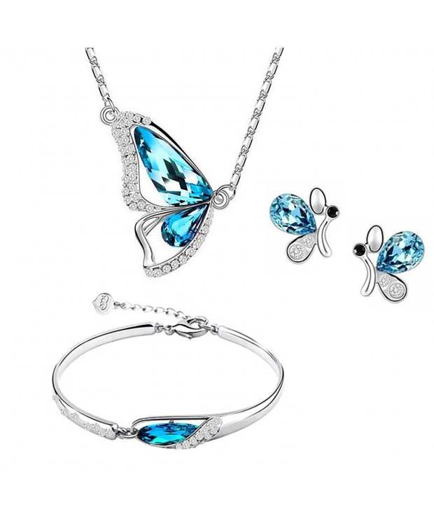 Butterfly Pendant Necklace Earrings Bracelet