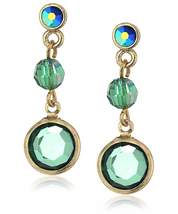 1928 Jewelry Gold Tone Emerald Earrings