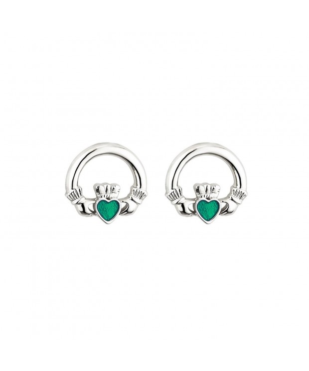 Claddagh Earrings Rhodium Enamel Ireland