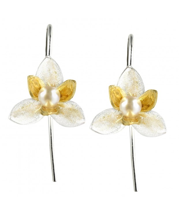 Cultured Freshwater Orchid Sterling Earrings