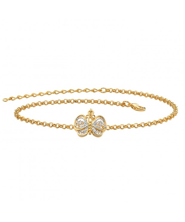 Two Tone Gold Plated Filigree Butterfly Adjustable