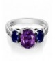 Sterling Amethyst Sapphire 3 Stone Available