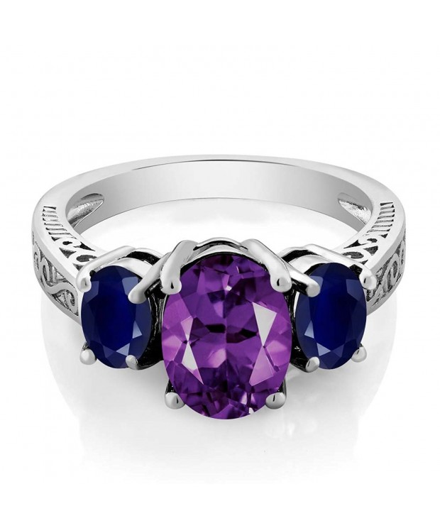 Sterling Amethyst Sapphire 3 Stone Available