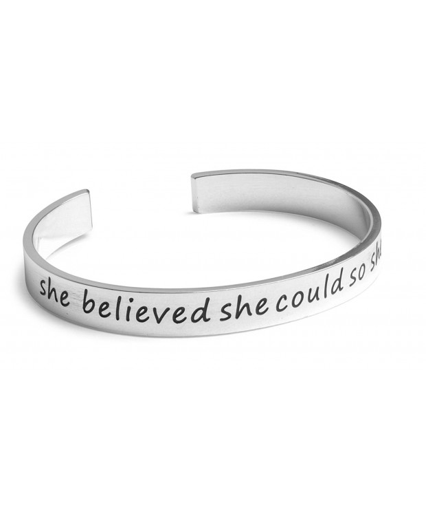 Inspirational Silver Cuff Bracelet Motivational