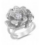 Large Flower Fashion Sterling Silver