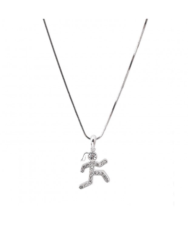 Spinningdaisy Crystal Runner Figure Necklace