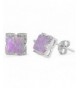 Created Square Sterling Silver Earring