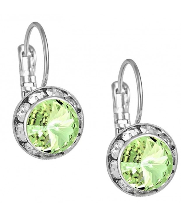 Austrian Crystal Silver Peridot Earrings