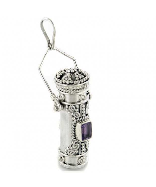 Sterling Silver Amethyst Pillbox Pendant